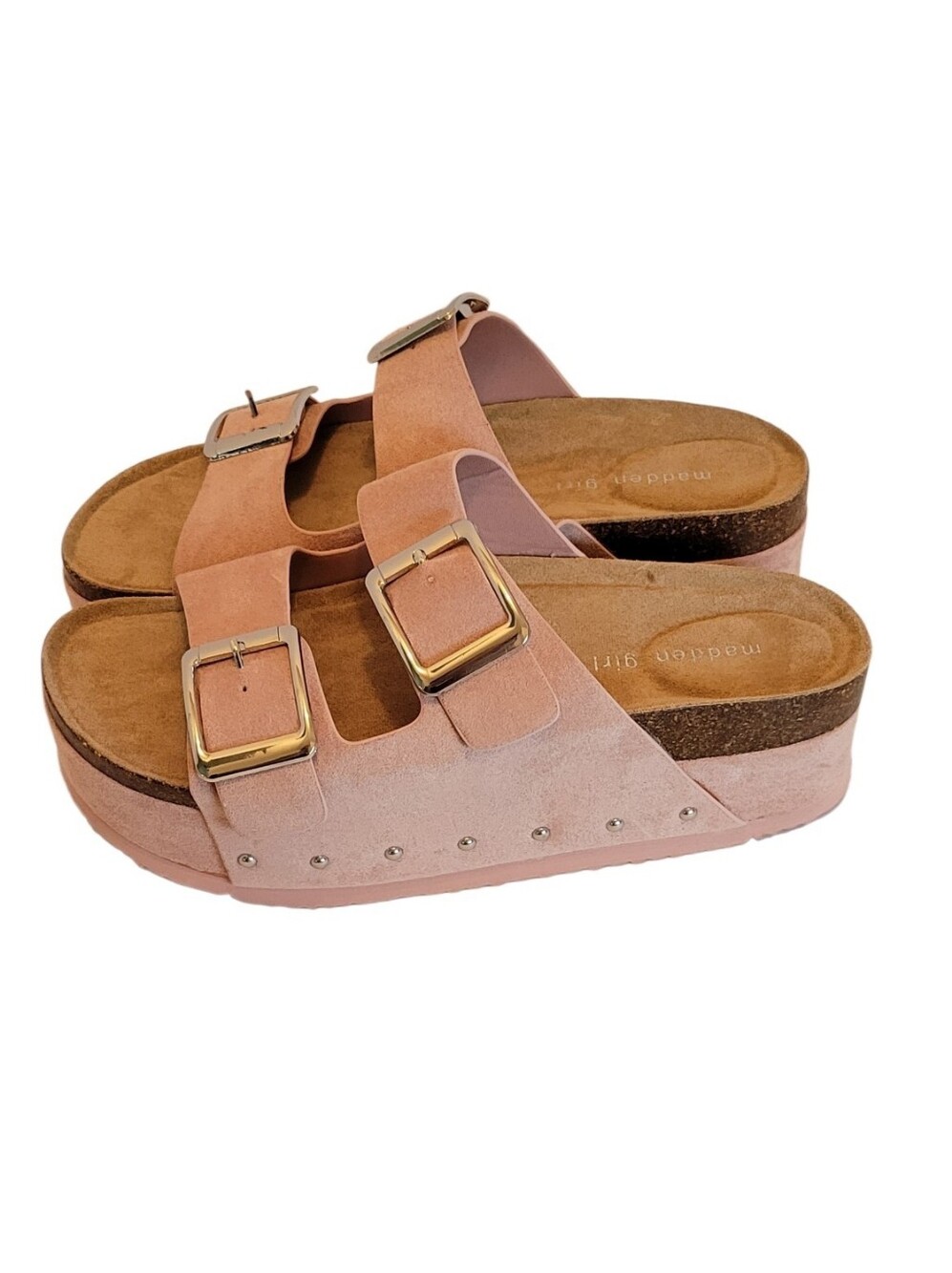 Madden Girl Babess Rose Fab Platform Sandals NWT Size 9.5 Pink Double Buckle Sli - Picture 3 of 13